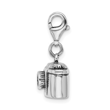 Amore La Vita Sterling Silver Rhodium-plated Polished 3-D Antiqued Camera Charm with Fancy Lobster Clasp — alternate view