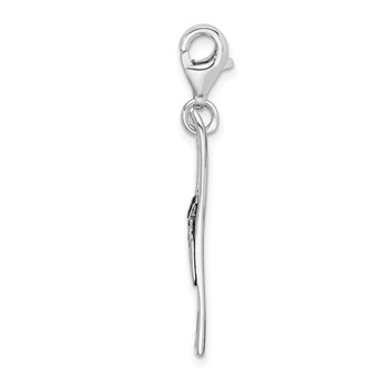 Amore La Vita Sterling Silver Rhodium-plated Polished 3-D Antiqued Skis Charm with Fancy Lobster Clasp — alternate view