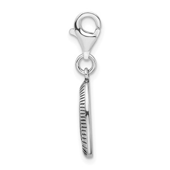 Amore La Vita Sterling Silver Rhodium-plated Polished Antiqued BELIEVE Charm with Fancy Lobster Clasp — alternate view