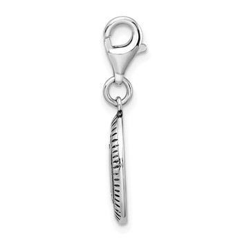 Amore La Vita Sterling Silver Rhodium-plated Polished Antiqued STRENGTH Charm with Fancy Lobster Clasp — alternate view