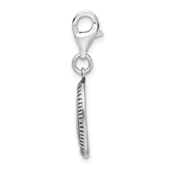 Amore La Vita Sterling Silver Rhodium-plated Polished Antiqued MOM Charm with Fancy Lobster Clasp — alternate view