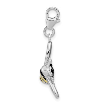 Amore La Vita Sterling Silver Rhodium-plated Polished Enameled 3-D Bubble Bee Charm with Fancy Lobster Clasp — alternate view