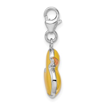 Amore La Vita Sterling Silver Rhodium-plated Polished Enameled 3-D Duck Charm with Fancy Lobster Clasp — alternate view