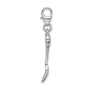 Sterling Silver RH 3-D Flower Heart Fork w/Lobster Clasp Charm — alternate view