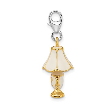 Amore La Vita Sterling Silver Rhodium-plated and Gold-plated Polished 3-D Enameled Lamp Charm with Fancy Lobster Clasp — alternate view