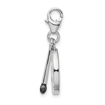 Amore La Vita Sterling Silver Rhodium-plated Polished Enameled 3-D Palette and Brush Charm with Fancy Lobster Clasp — alternate view