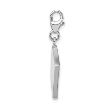 Amore La Vita Sterling Silver Rhodium-plated Polished 3-D Enameled Swarovski Crystal Ace Charm with Fancy Lobster Clasp — alternate view