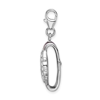 Amore La Vita Sterling Silver Rhodium-plated Polished 3-D Enameled Watch Charm with Fancy Lobster Clasp — alternate view