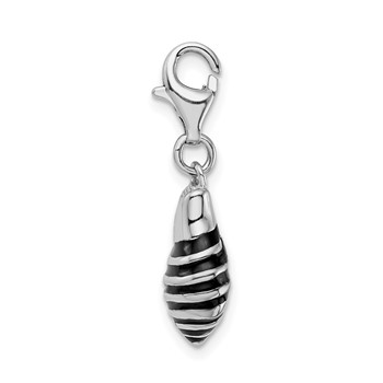 Amore La Vita Sterling Silver Rhodium-plated Polished 3-D Enameled Shell Charm with Fancy Lobster Clasp — alternate view