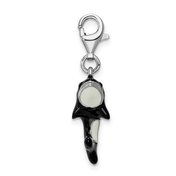 Amore La Vita Sterling Silver Rhodium-plated Polished 3-D Enameled Orca Whale Charm with Fancy Lobster Clasp — alternate view