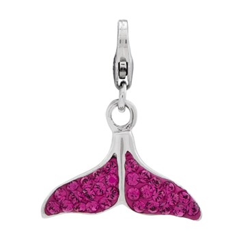 Sterling Silver Dark Pink Fish Tail w/Lobster Clasp Charm