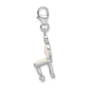 Amore La Vita Sterling Silver Rhodium-plated Polished 3-D Enameled Vanity Chair Charm with Fancy Lobster Clasp — alternate view