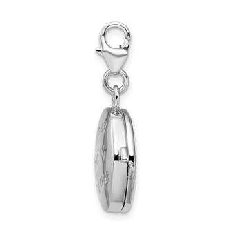 Amore La Vita Sterling Silver Rhodium-plated Polished 3-D Enameled LOVE Heart Compact Charm with Fancy Lobster Clasp — alternate view