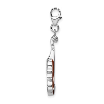 Amore La Vita Sterling Silver Rhodium-plated Polished 3-D Enameled Viola Charm with Fancy Lobster Clasp — alternate view