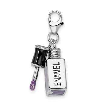 Amore La Vita Sterling Silver Rhodium-plated Polished 3-D Enameled Nail Enameled Charm with Fancy Lobster Clasp — alternate view