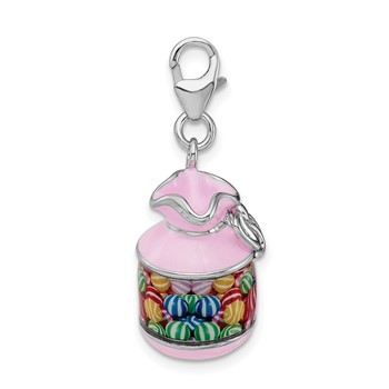 Amore La Vita Sterling Silver Rhodium-plated Polished 3-D Enameled Candy Jar Charm with Fancy Lobster Clasp — alternate view