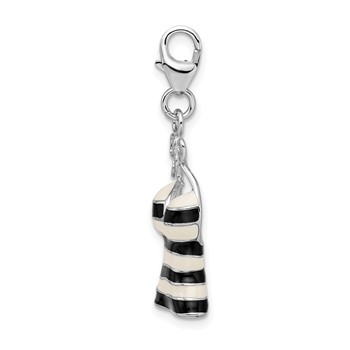 Amore La Vita Sterling Silver Rhodium-plated Polished 3-D Enameled Tank Top Charm with Fancy Lobster Clasp — alternate view
