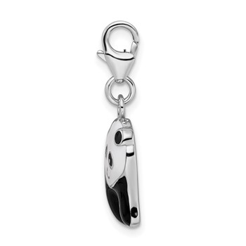 Amore La Vita Sterling Silver Rhodium-plated Polished Enameled Panda Bear Charm with Fancy Lobster Clasp — alternate view