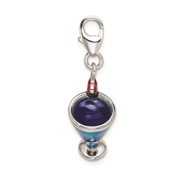 Sterling Silver RH Enameled 3-D Blue Hawaii w/Lobster Clasp Charm — alternate view