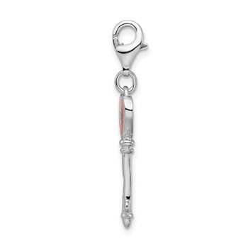 Amore La Vita Sterling Silver Rhodium-plated Polished 3-D Enameled Heart Key Charm with Fancy Lobster Clasp — alternate view