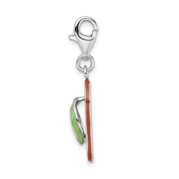 Amore La Vita Sterling Silver Rhodium-plated Polished 3-D Enameled Flip-flop Charm with Fancy Lobster Clasp — alternate view