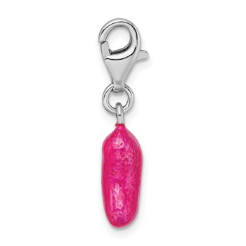 Amore La Vita Sterling Silver Rhodium-plated Polished 3-D Enameled Pink Jelly Bean Charm with Fancy Lobster Clasp — alternate view