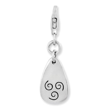 Amore La Vita Sterling Silver Rhodium-plated Polished Air Symbol Charm with Fancy Lobster Clasp