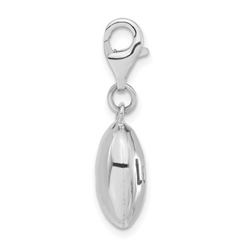 Sterling Silver Rhodium-plated Polished Luck Oval w/Lobster Clasp Charm — alternate view