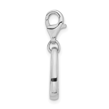 Sterling Silver Rhodium-plated Polished & Antiqued Fire Symbol w/Lobster Clasp Charm — alternate view