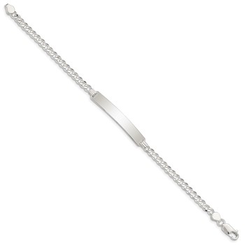 Sterling Silver Curb Link ID Bracelet — alternate view