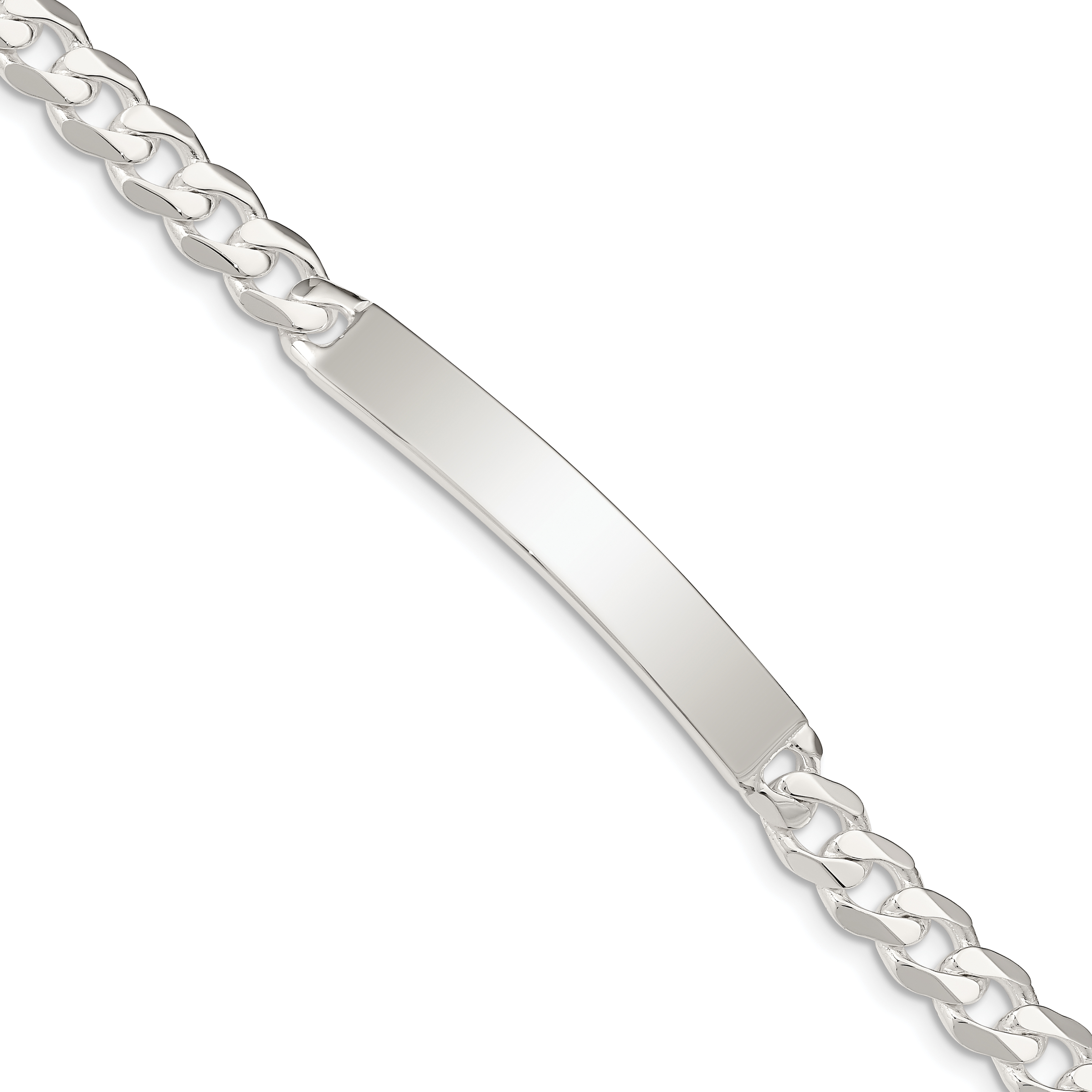 Sterling Silver Curb Link ID Bracelet - Quality Gold
