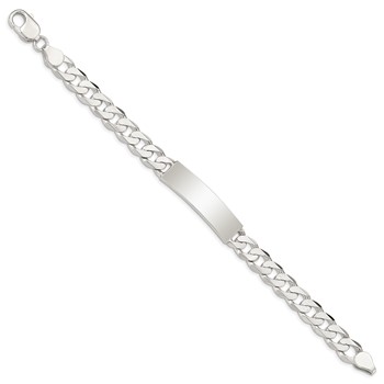 Sterling Silver Polished Engraveable Patterned Curb Link ID Bracelet — alternate view