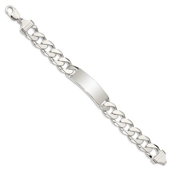 Sterling Silver Curb Link ID Bracelet — alternate view