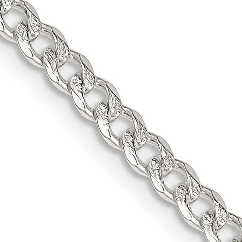 Sterling Silver 3.8mm Pavé Curb Chain