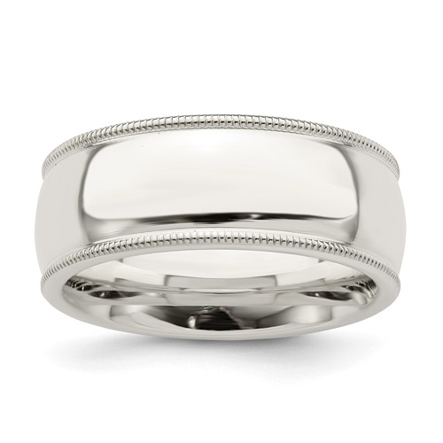 Sterling Silver 8mm Comfort Fit Milgrain Size 4 Band