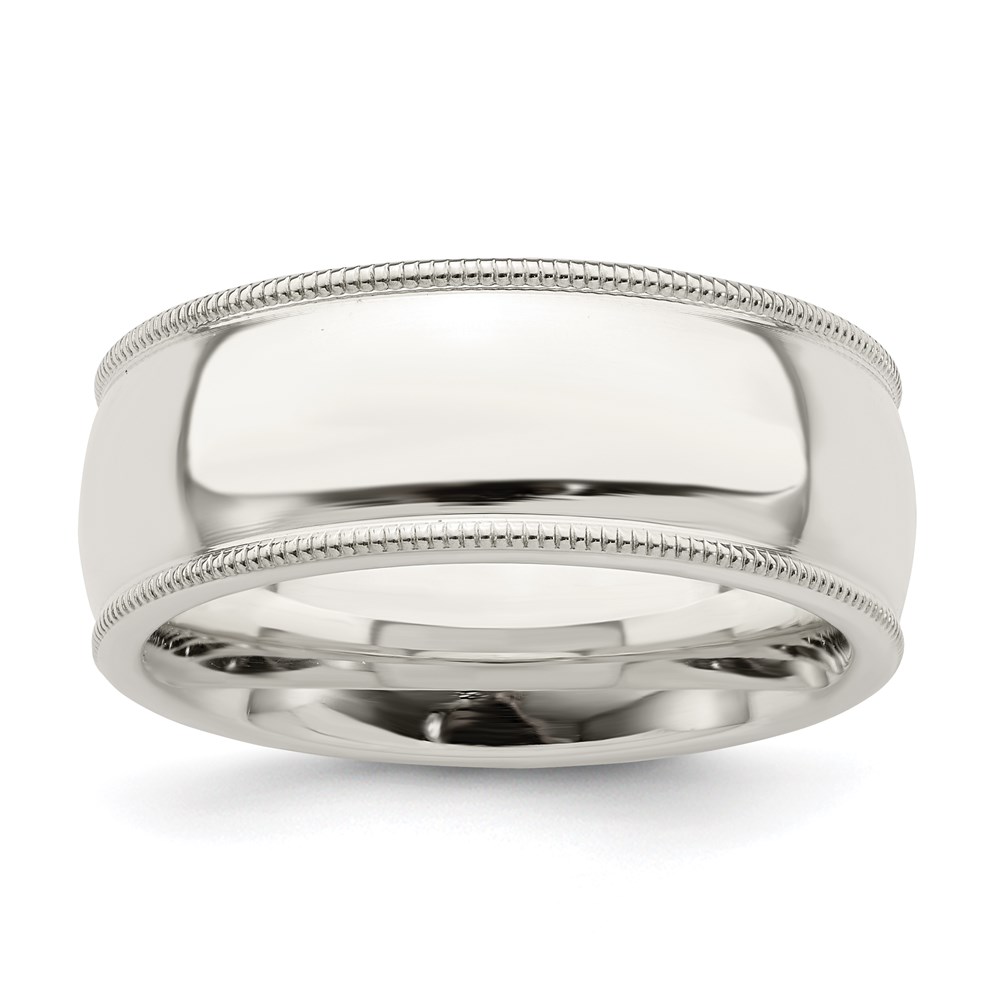 Sterling Silver 8mm Comfort Fit Milgrain Size 4 Band