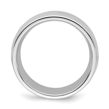Sterling Silver Rhodium-plated 8mm Comfort Fit Milgrain Size 4 Band — alternate view