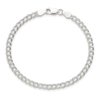 Sterling Silver 3.5mm Solid Double Link Charm Child's Bracelet — alternate view