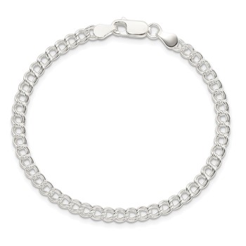 Sterling Silver 4.25mm Double Link Charm Bracelet — alternate view