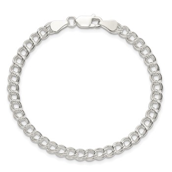 Sterling Silver 5mm Double Link Charm Bracelet — alternate view