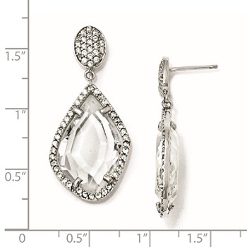 Sterling Silver CZ Post Dangle Earrings — alternate view