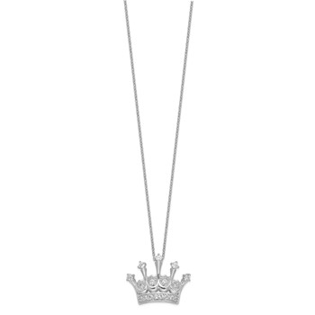 Cheryl M Sterling Silver Rhodium-plated Brilliant-cut CZ Crown 18 Inch Necklace — alternate view