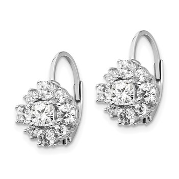 Cheryl M Sterling Silver Rhodium-plated Princess-cut and Brilliant-cut CZ Leverback Earrings — alternate view
