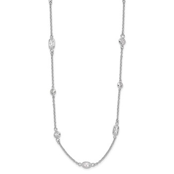 Cheryl M Sterling Silver Rhodium-plated Brilliant-cut CZ 26 Station 36.5 Inch Necklace — alternate view
