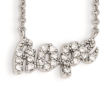 Cheryl M Sterling Silver CZ HOPE 18in. Necklace — alternate view