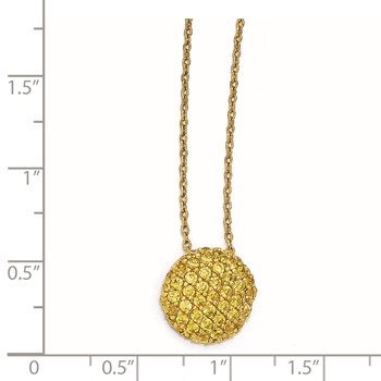 Cheryl M Sterling Silver Gold-plated Yellow CZ Circle 18in. Necklace — alternate view