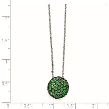 Cheryl M Sterling Silver w/ Black Rhodium Glass Sim. Emerald Necklace — alternate view