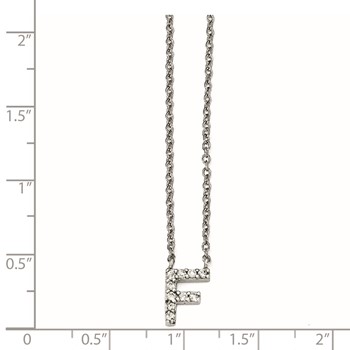 Cheryl M Sterling Silver CZ Letter F 18in. Necklace — alternate view