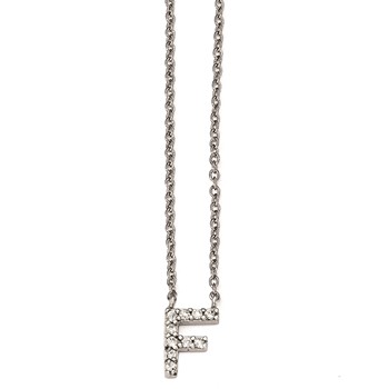 Cheryl M Sterling Silver CZ Letter F 18in. Necklace