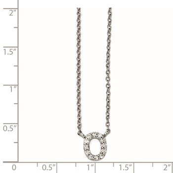 Cheryl M Sterling Silver CZ Letter O 18in. Necklace — alternate view
